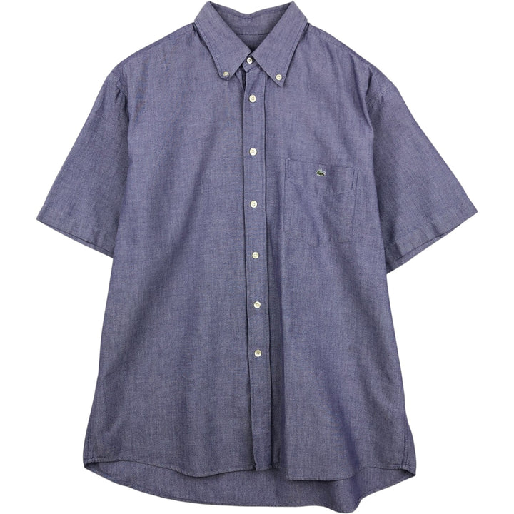 Lacoste short-sleeved button-down shirt, size 41 (equivalent to men's XL). cotton blue type Vintage Second Hand