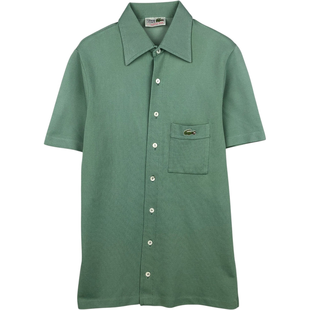 1970'S Lacoste CHEMISE French Lacoste pique short-sleeved box shirt, men's size S equivalent, vintage. unclear Emerald green Vintage Second Hand