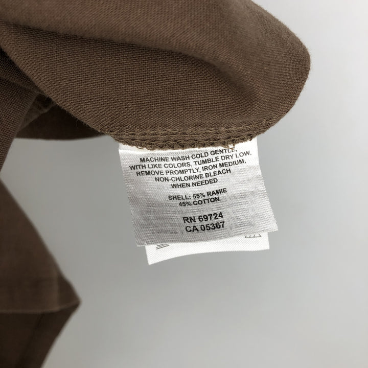 2000'S Columbia Short-Sleeve Cotton x Ramie Shirt, Boxy Shirt, Men's Size XL (approx.) Lamy brown type Vintage Second Hand
