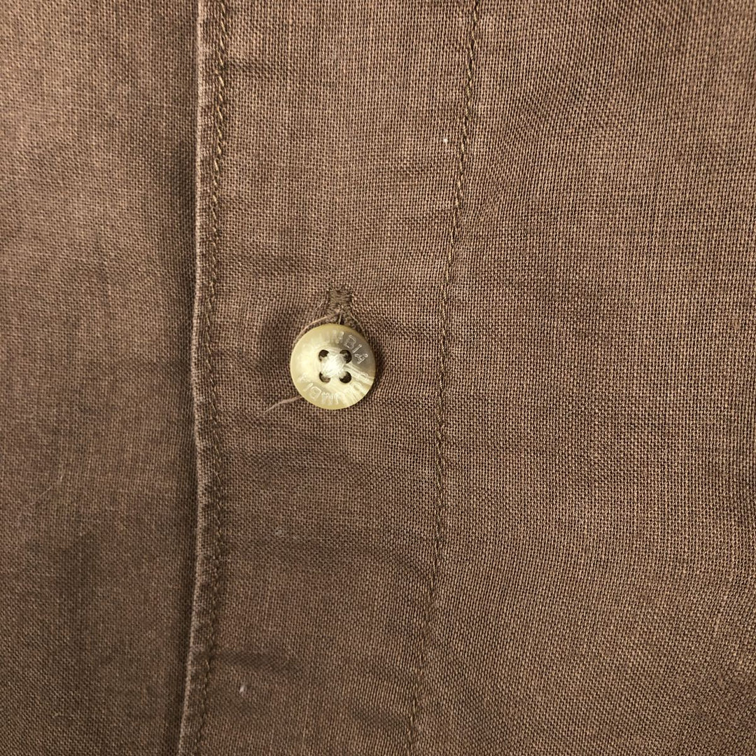 2000'S Columbia Short-Sleeve Cotton x Ramie Shirt, Boxy Shirt, Men's Size XL (approx.) Lamy brown type Vintage Second Hand