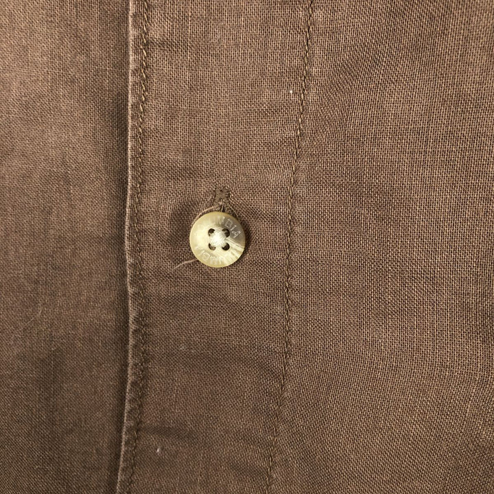 2000'S Columbia Short-Sleeve Cotton x Ramie Shirt, Boxy Shirt, Men's Size XL (approx.) Lamy brown type Vintage Second Hand