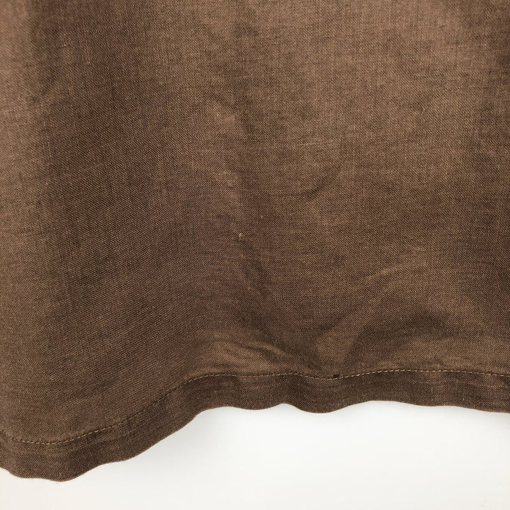 2000'S Columbia Short-Sleeve Cotton x Ramie Shirt, Boxy Shirt, Men's Size XL (approx.) Lamy brown type Vintage Second Hand