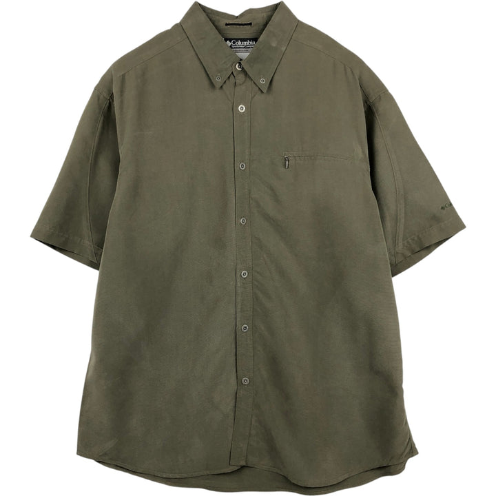 2000'S Columbia XCO Short-Sleeve Button-Down Shirt, Men's Size XL Modal Khaki type Vintage Second Hand