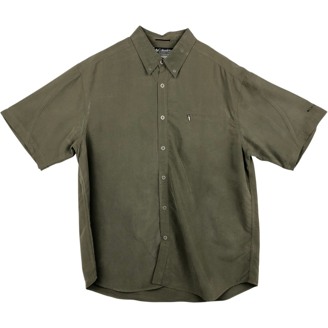 2000'S Columbia XCO Short-Sleeve Button-Down Shirt, Men's Size XL Modal Khaki type Vintage Second Hand