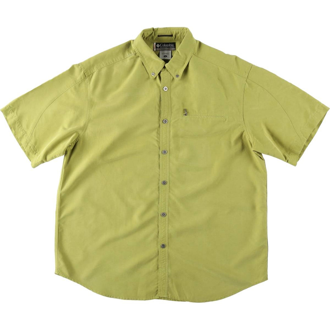 Columbia XCO Short-Sleeve Button-Down Shirt, Men's Size L (approx.) Modal green type yellow green Vintage Second Hand