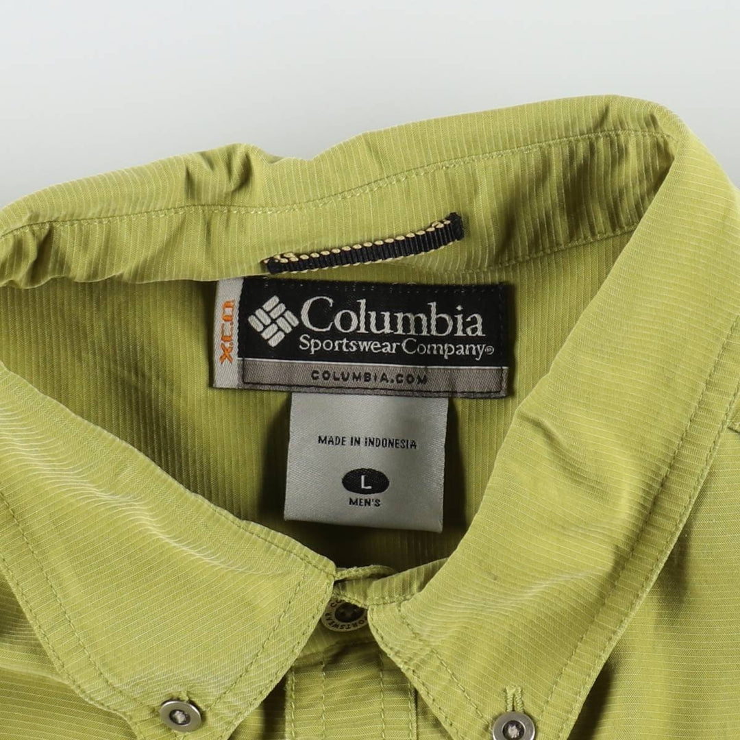 Columbia XCO Short-Sleeve Button-Down Shirt, Men's Size L (approx.) Modal green type yellow green Vintage Second Hand