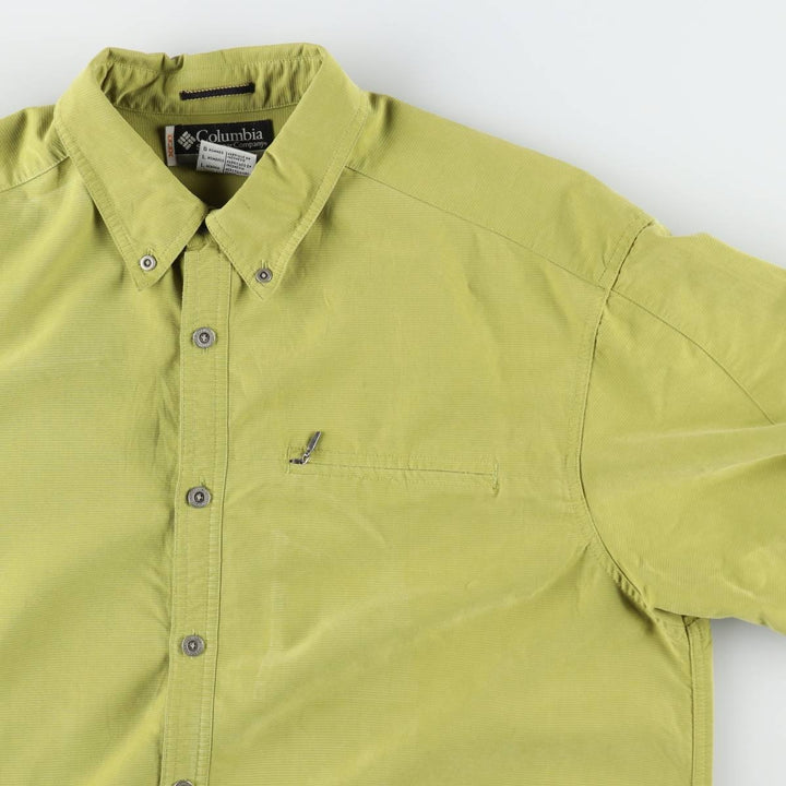 Columbia XCO Short-Sleeve Button-Down Shirt, Men's Size L (approx.) Modal green type yellow green Vintage Second Hand