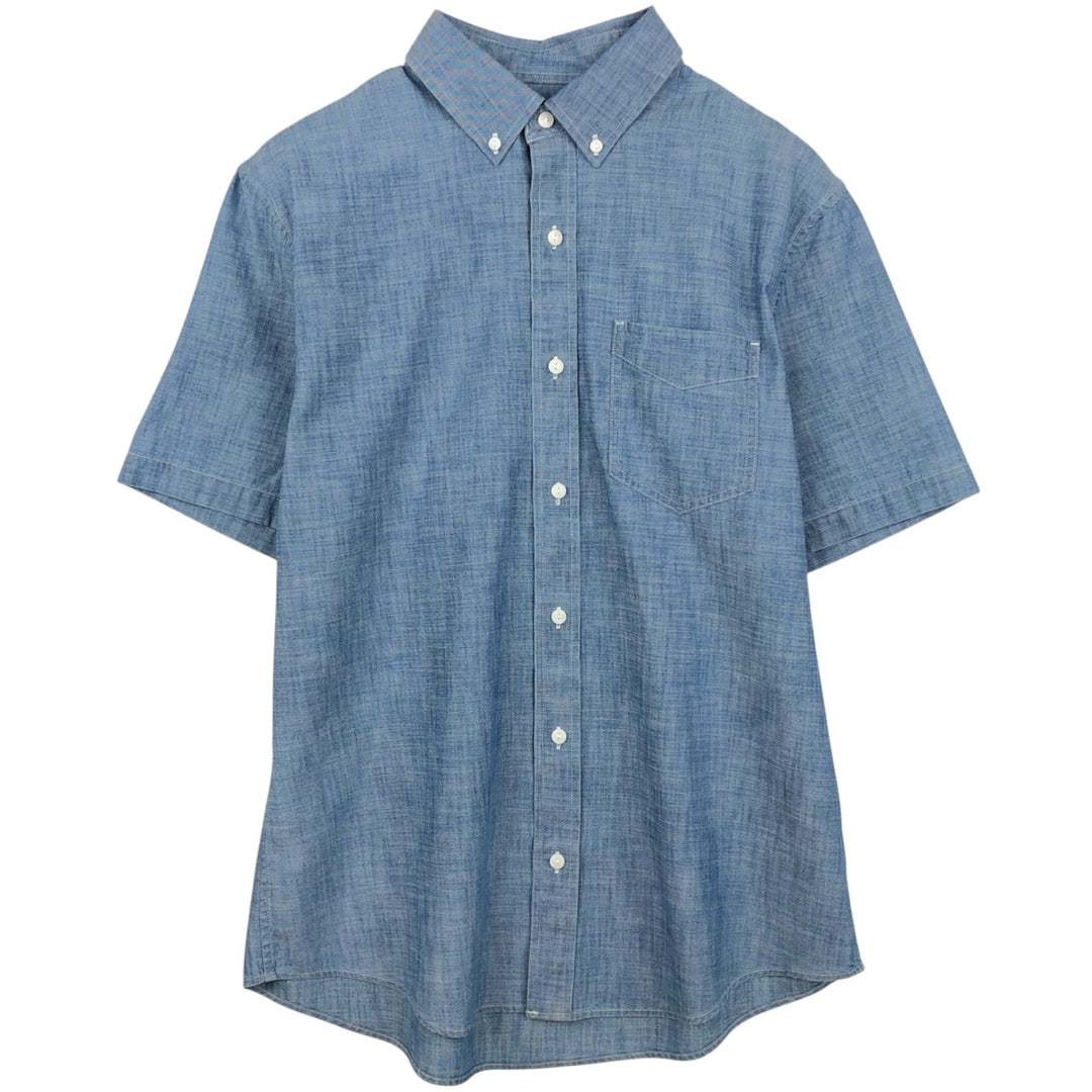 90s-00'S L.L.Bean Traditional Fit Button-Down Short-Sleeve Chambray Shirt, Men's Size M (approx.), Vintage cotton blue type Vintage Second Hand