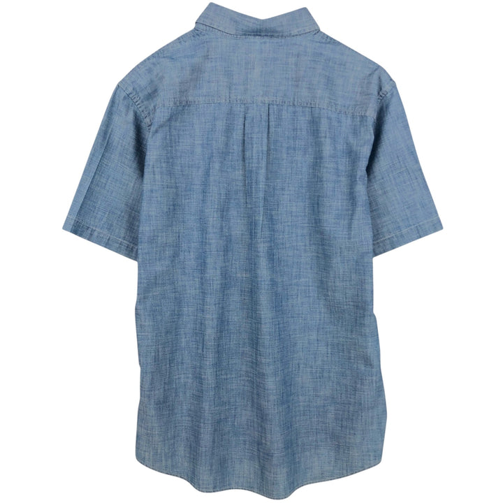 90s-00'S L.L.Bean Traditional Fit Button-Down Short-Sleeve Chambray Shirt, Men's Size M (approx.), Vintage cotton blue type Vintage Second Hand