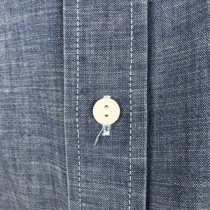 90s-00'S L.L.Bean Traditional Fit Button-Down Short-Sleeve Chambray Shirt, Men's Size L (Equivalent), Vintage cotton blue type Vintage Second Hand