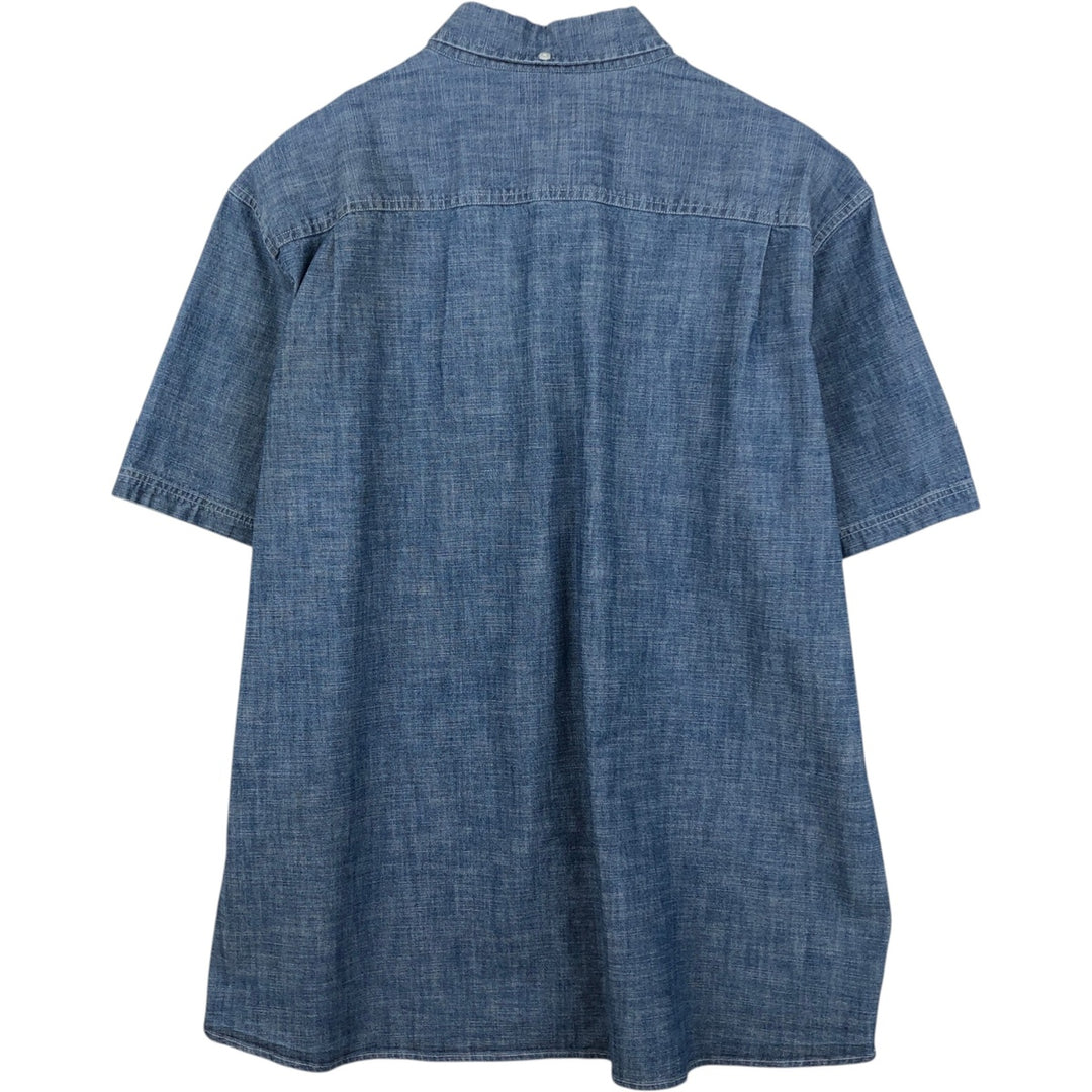 90s-00'S L.L.Bean Traditional Fit Button-Down Short-Sleeve Chambray Shirt, Men's XL (approx.), Vintage cotton blue type Vintage Second Hand