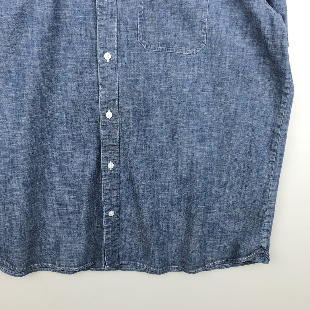 90s-00'S L.L.Bean Traditional Fit Button-Down Short-Sleeve Chambray Shirt, Men's XL (approx.), Vintage cotton blue type Vintage Second Hand