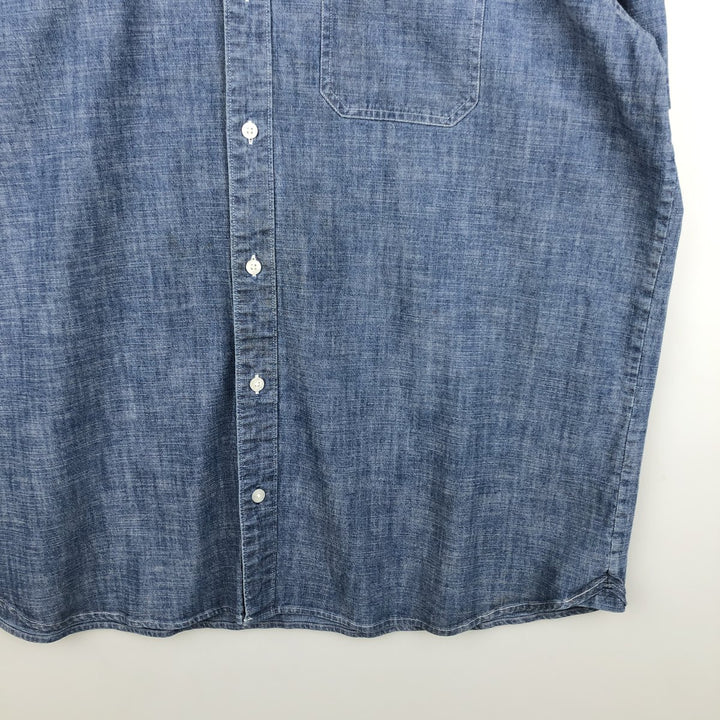 90s-00'S L.L.Bean Traditional Fit Button-Down Short-Sleeve Chambray Shirt, Men's XL (approx.), Vintage cotton blue type Vintage Second Hand
