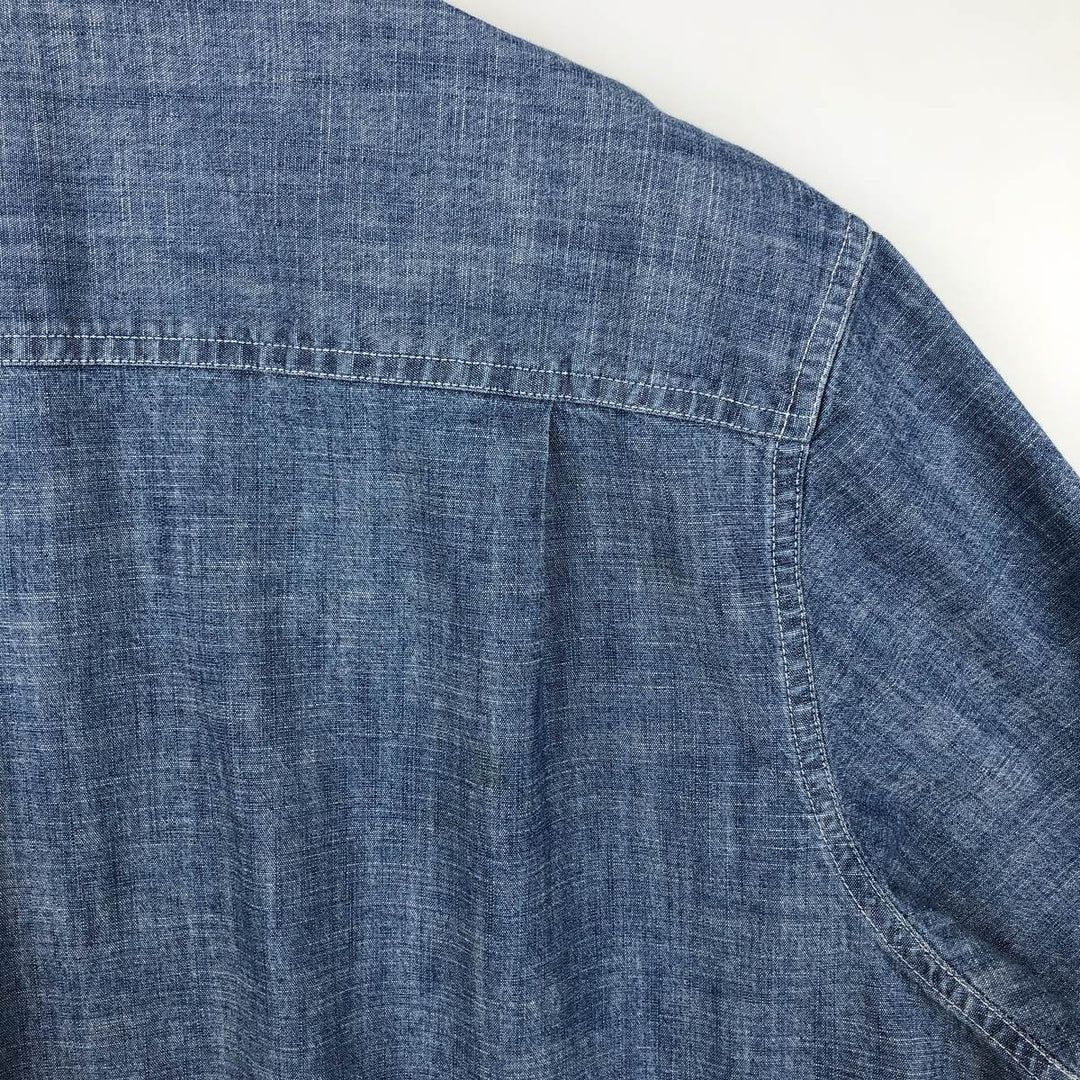 90s-00'S L.L.Bean Traditional Fit Button-Down Short-Sleeve Chambray Shirt, Men's XL (approx.), Vintage cotton blue type Vintage Second Hand