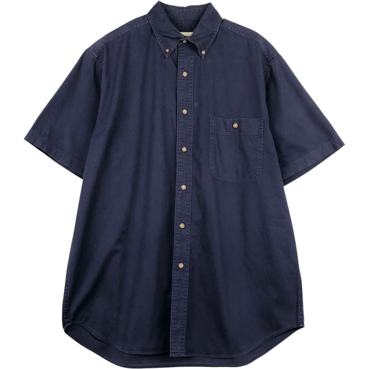 Eddie Bauer Short-Sleeve Button-Down Shirt, Men's Size S (approx.) cotton navy blue type Vintage Second Hand