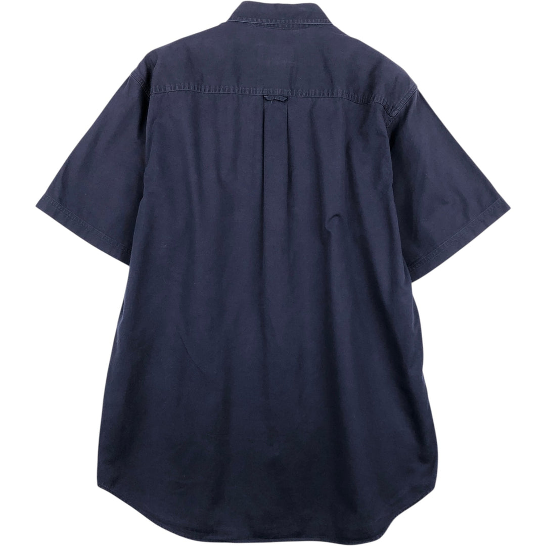 Eddie Bauer Short-Sleeve Button-Down Shirt, Men's Size S (approx.) cotton navy blue type Vintage Second Hand