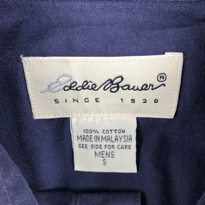 Eddie Bauer Short-Sleeve Button-Down Shirt, Men's Size S (approx.) cotton navy blue type Vintage Second Hand