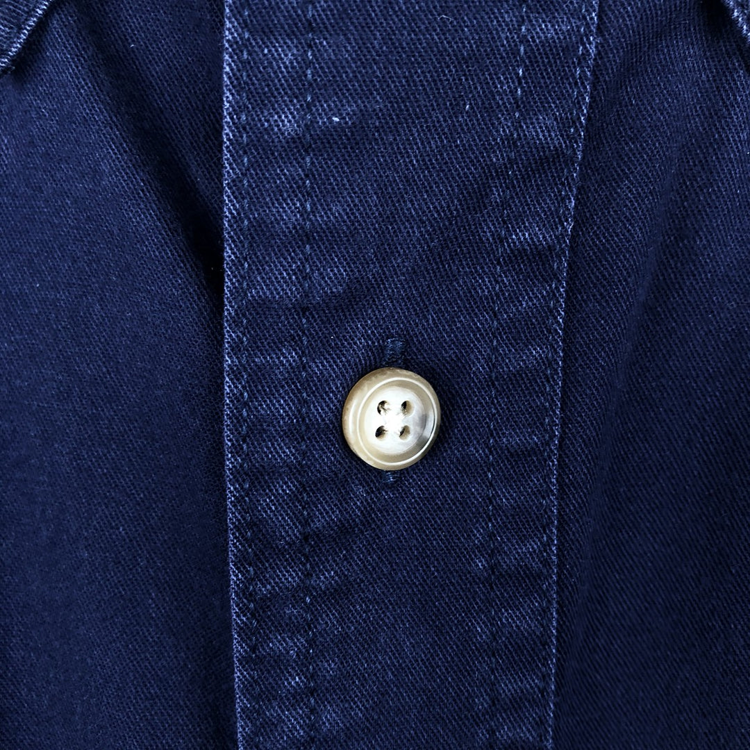 Eddie Bauer Short-Sleeve Button-Down Shirt, Men's Size S (approx.) cotton navy blue type Vintage Second Hand