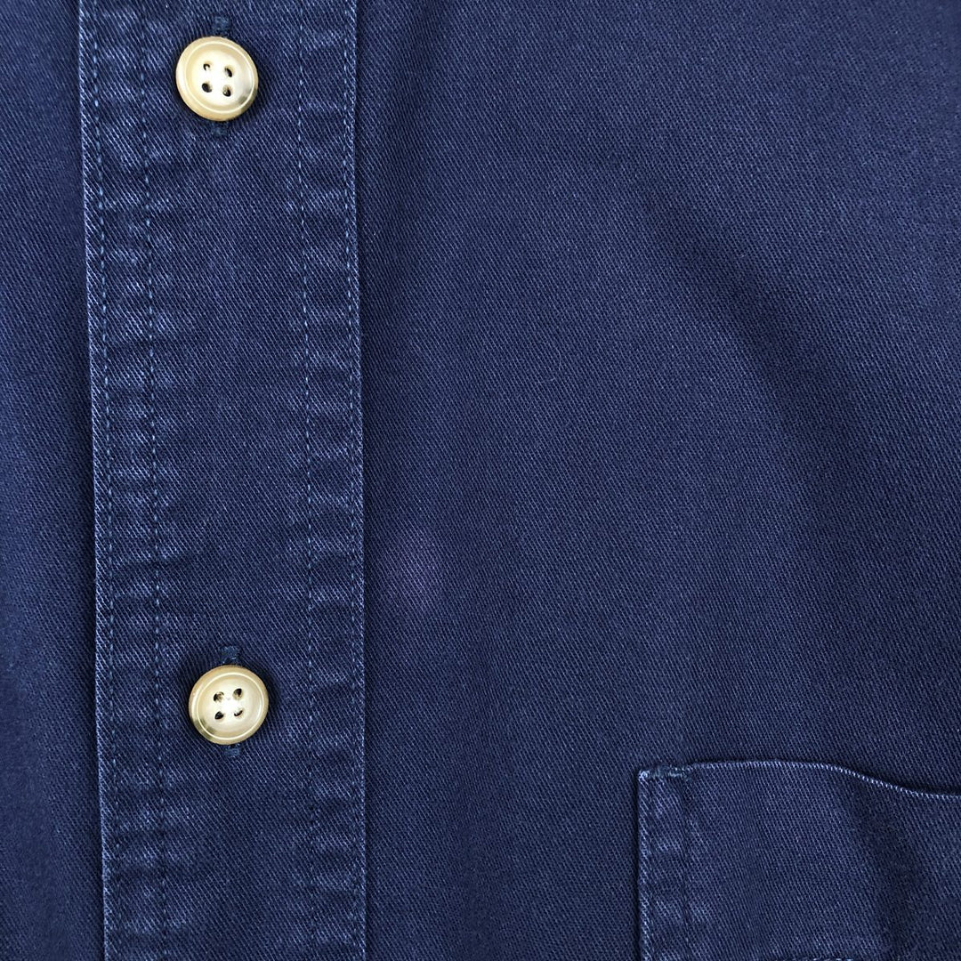Eddie Bauer Short-Sleeve Button-Down Shirt, Men's Size S (approx.) cotton navy blue type Vintage Second Hand