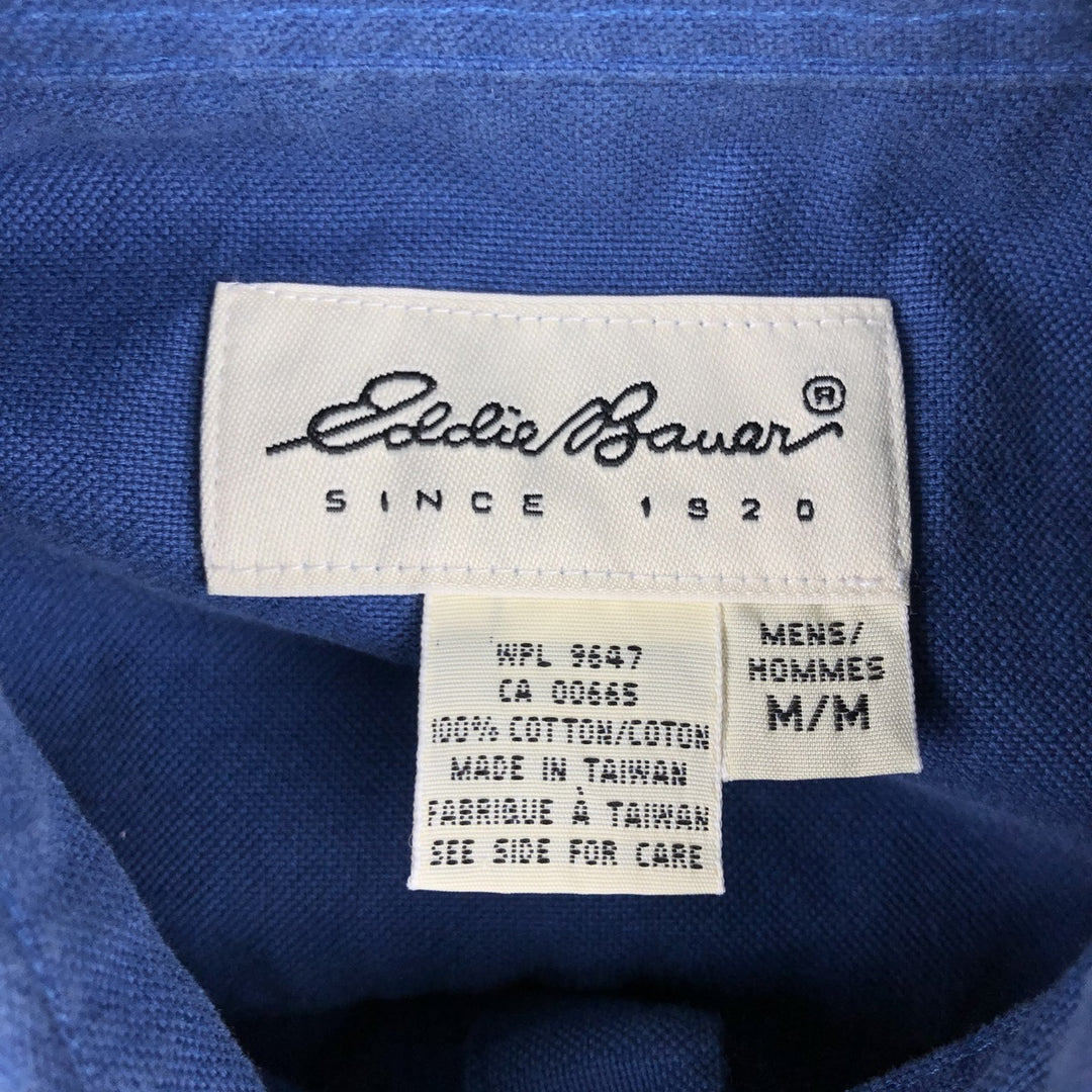 Eddie Bauer Short-Sleeve Button-Down Shirt, Men's Size M (approx.) cotton blue type Vintage Second Hand