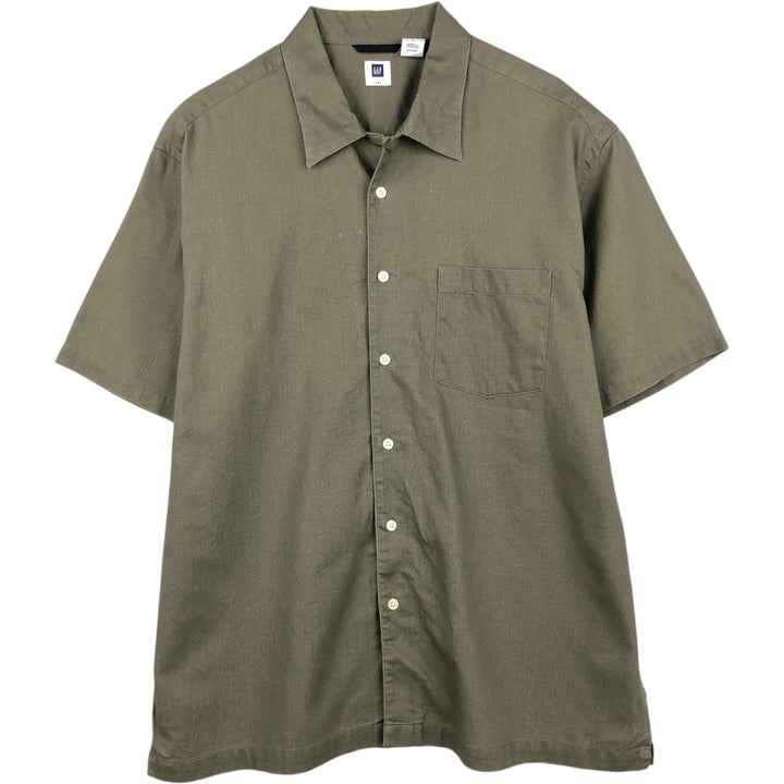 GAP Short-Sleeve Open-Collar Cotton Shirt, Boxy Fit, Men's Size L (approx.) cotton Khaki type Vintage Second Hand