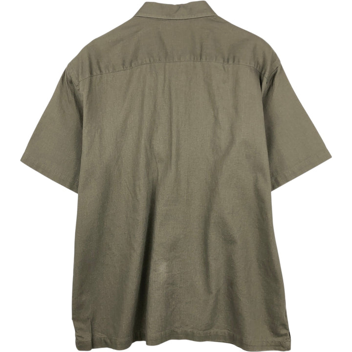 GAP Short-Sleeve Open-Collar Cotton Shirt, Boxy Fit, Men's Size L (approx.) cotton Khaki type Vintage Second Hand