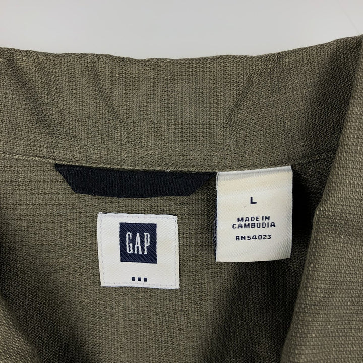 GAP Short-Sleeve Open-Collar Cotton Shirt, Boxy Fit, Men's Size L (approx.) cotton Khaki type Vintage Second Hand