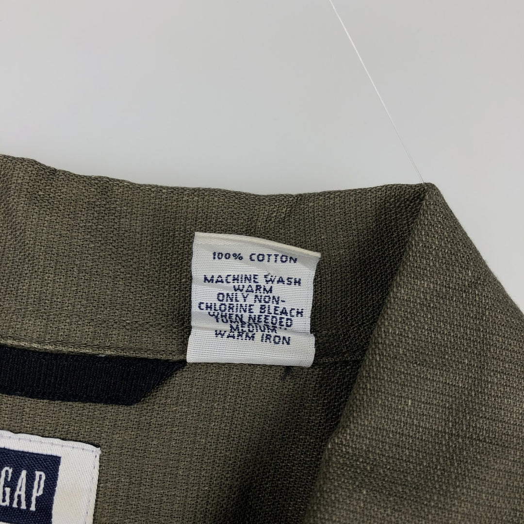 GAP Short-Sleeve Open-Collar Cotton Shirt, Boxy Fit, Men's Size L (approx.) cotton Khaki type Vintage Second Hand