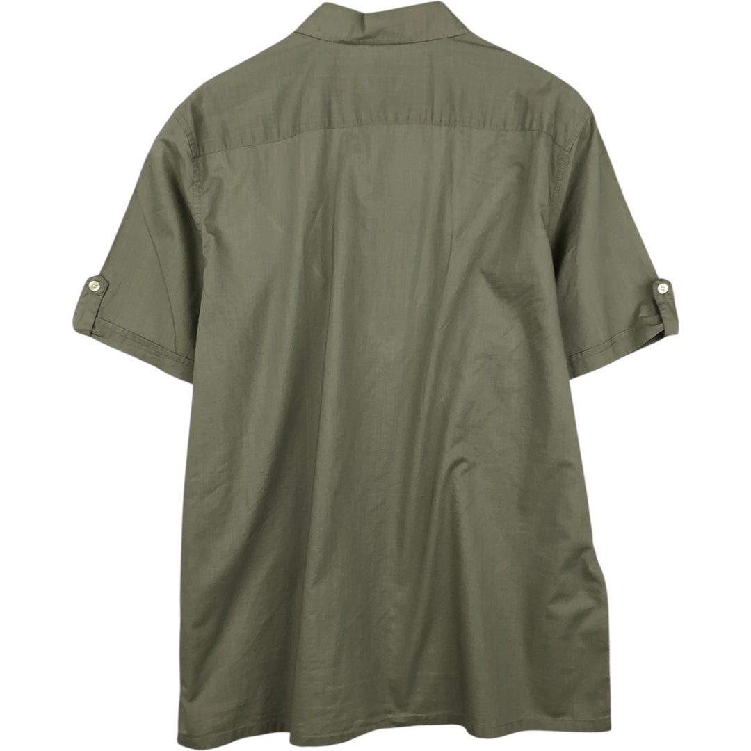 2000'S GAP RELAXED Short-Sleeve Cotton Box Shirt, Men's XL equivalent. cotton Khaki type sage green Vintage Second Hand
