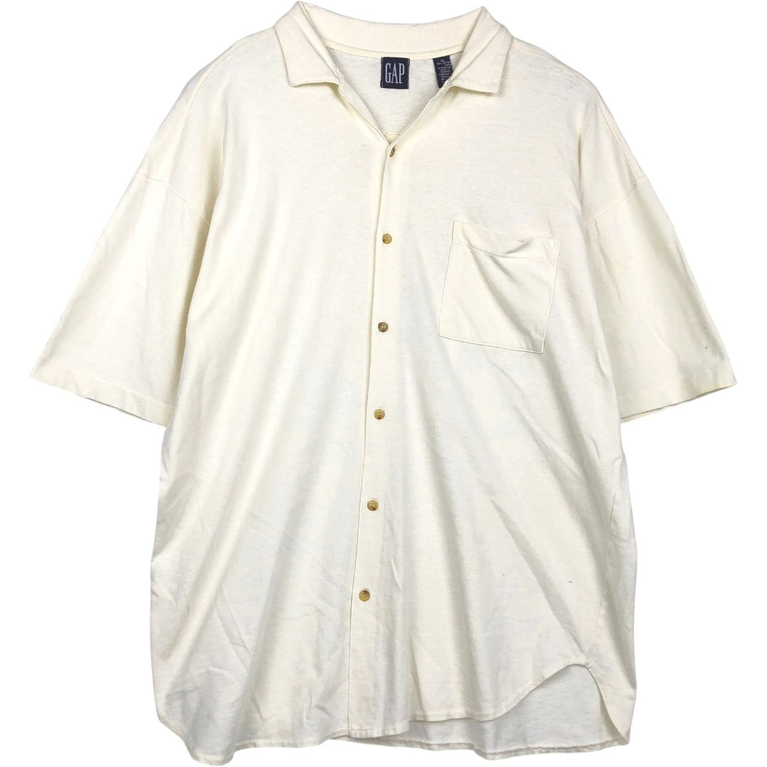 90'S GAP (Old GAP) Short-Sleeve Open-Collar Cotton Shirt, Men's Size XL (Equivalent), Vintage cotton ivory Vintage Second Hand