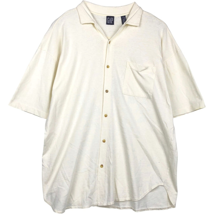 90'S GAP (Old GAP) Short-Sleeve Open-Collar Cotton Shirt, Men's Size XL (Equivalent), Vintage cotton ivory Vintage Second Hand