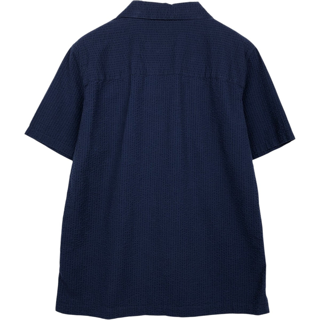 2000'S GAP STANDARD FIT Seersucker Short-Sleeve Open-Collar Cotton Shirt, Boxy Shirt, Men's Size M (approx.) cotton navy blue type Vintage Second Hand