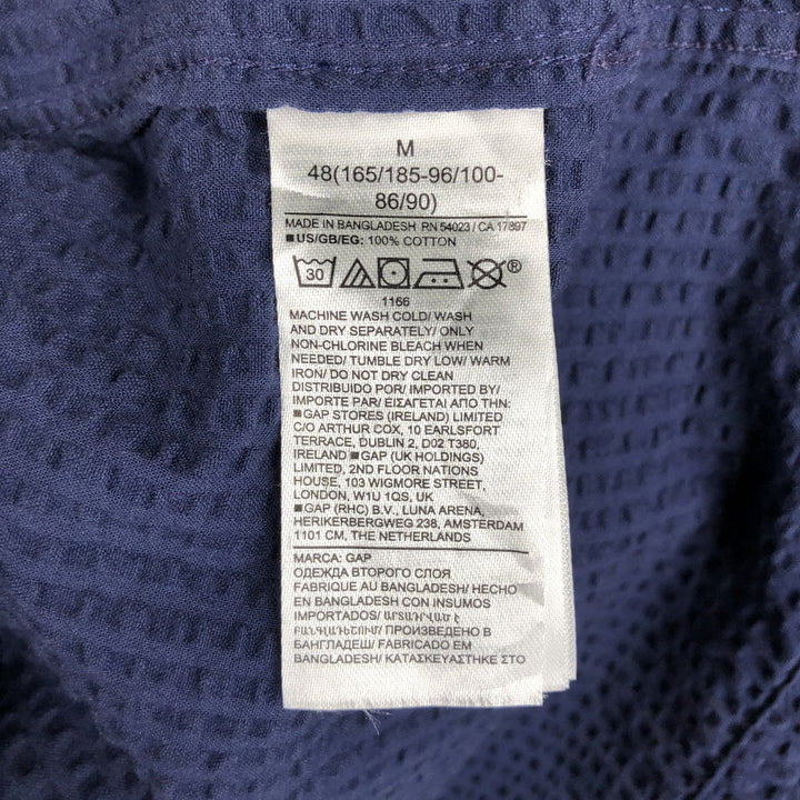 2000'S GAP STANDARD FIT Seersucker Short-Sleeve Open-Collar Cotton Shirt, Boxy Shirt, Men's Size M (approx.) cotton navy blue type Vintage Second Hand