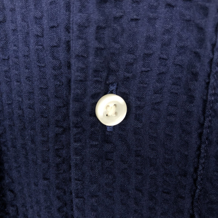 2000'S GAP STANDARD FIT Seersucker Short-Sleeve Open-Collar Cotton Shirt, Boxy Shirt, Men's Size M (approx.) cotton navy blue type Vintage Second Hand