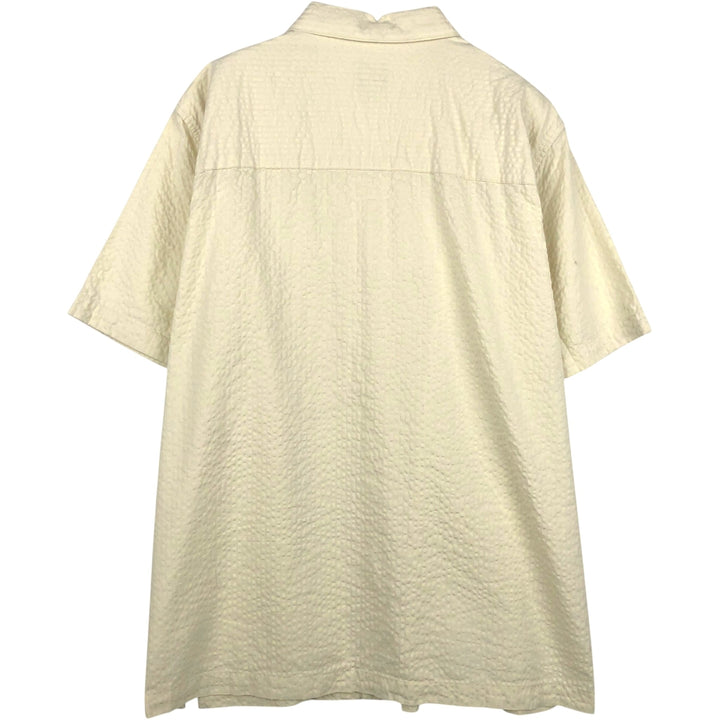 2000'S GAP Seersucker Short-Sleeve Open-Collar Cotton Shirt, Boxy Fit, Men's Size XL cotton unbleached Vintage Second Hand
