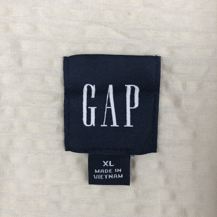 2000'S GAP Seersucker Short-Sleeve Open-Collar Cotton Shirt, Boxy Fit, Men's Size XL cotton unbleached Vintage Second Hand