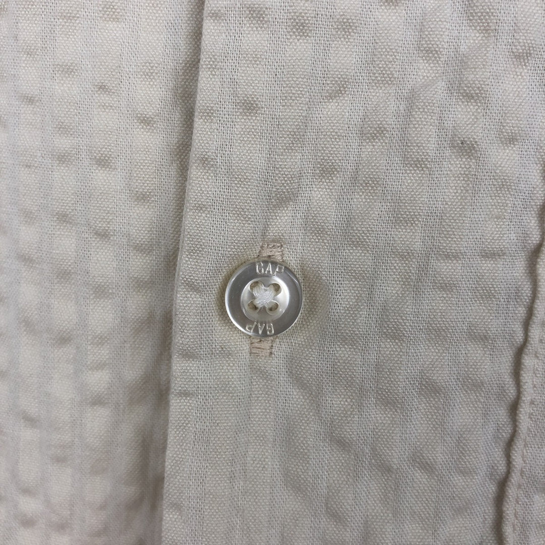2000'S GAP Seersucker Short-Sleeve Open-Collar Cotton Shirt, Boxy Fit, Men's Size XL cotton unbleached Vintage Second Hand