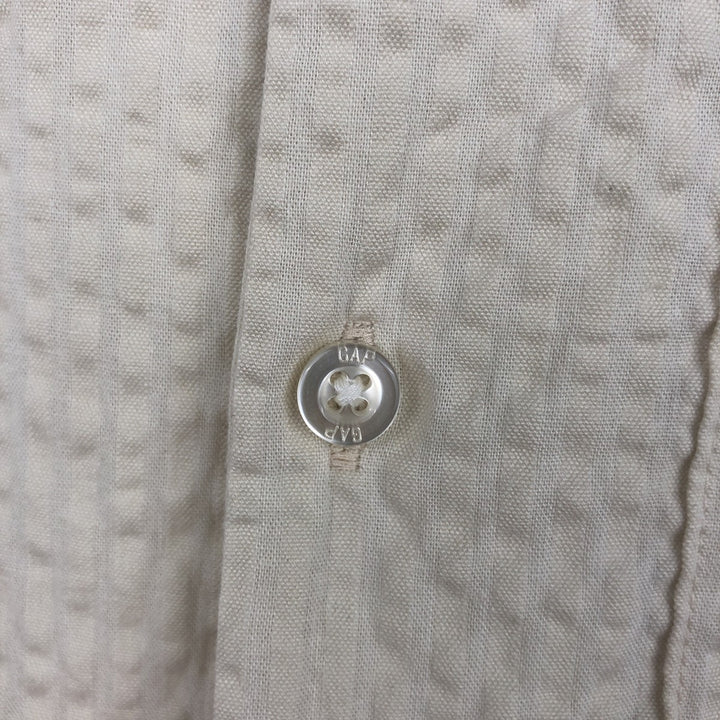2000'S GAP Seersucker Short-Sleeve Open-Collar Cotton Shirt, Boxy Fit, Men's Size XL cotton unbleached Vintage Second Hand