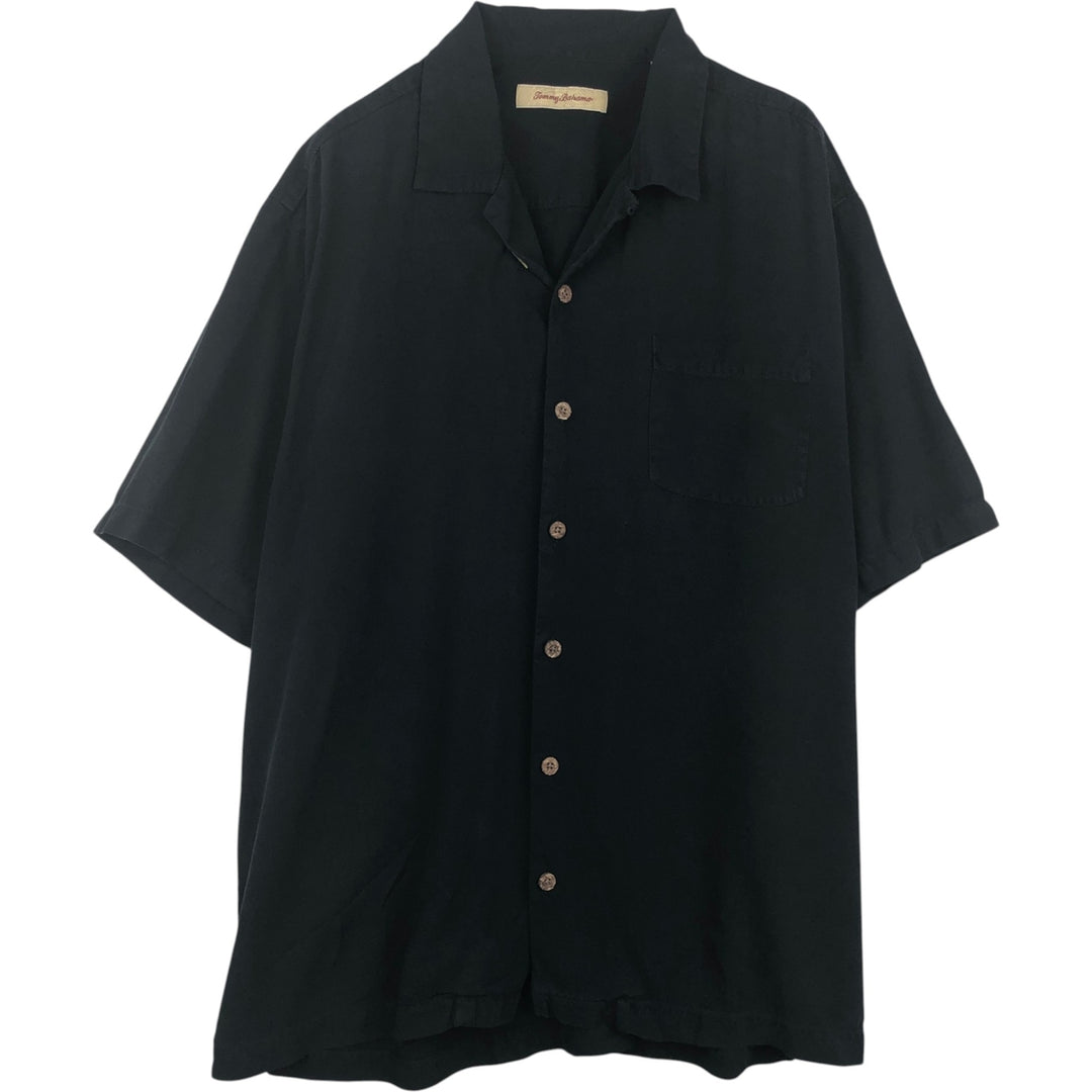 Tommy Bahama short sleeve open collar silk shirt, box shirt, men's size L silk black type Vintage Second Hand