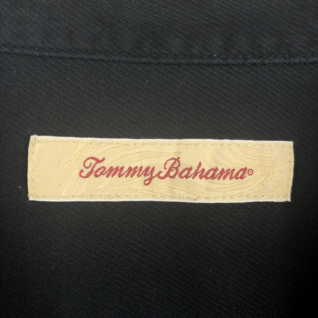 Tommy Bahama short sleeve open collar silk shirt, box shirt, men's size L silk black type Vintage Second Hand