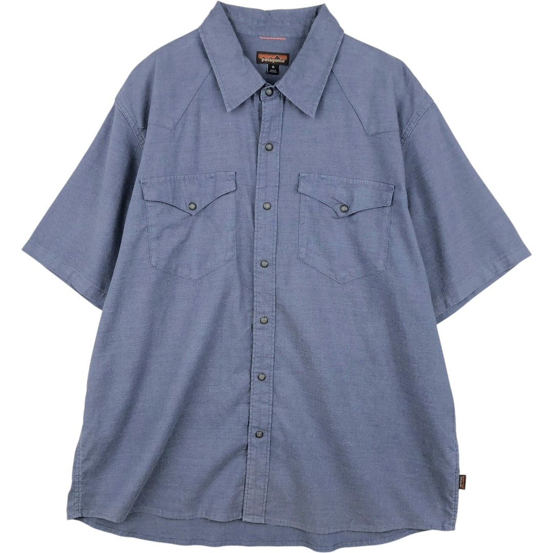 Patagonia 53340SP19 Short-Sleeve Western Shirt, Men's Size XL (approx.) Hemp blue type Vintage Second Hand