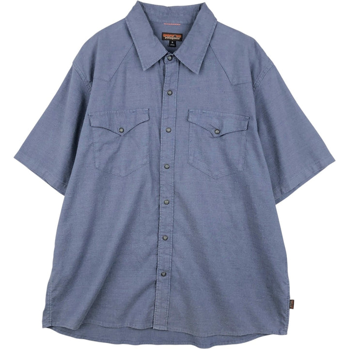Patagonia 53340SP19 Short-Sleeve Western Shirt, Men's Size XL (approx.) Hemp blue type Vintage Second Hand