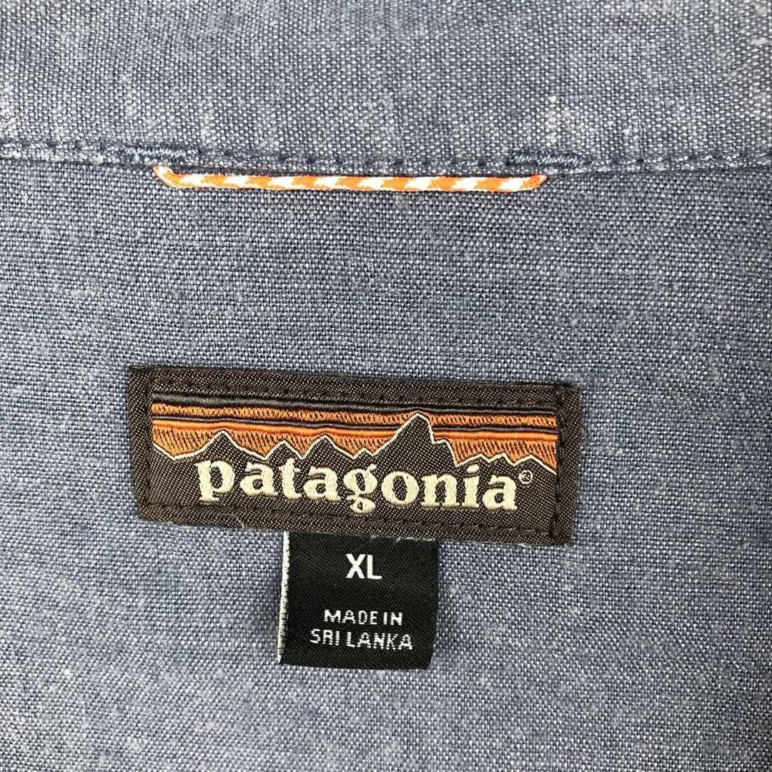 Patagonia 53340SP19 Short-Sleeve Western Shirt, Men's Size XL (approx.) Hemp blue type Vintage Second Hand