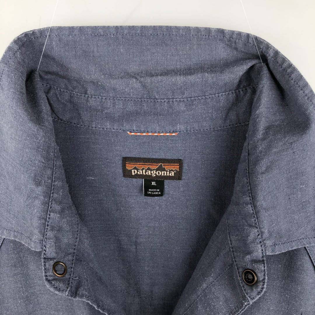Patagonia 53340SP19 Short-Sleeve Western Shirt, Men's Size XL (approx.) Hemp blue type Vintage Second Hand