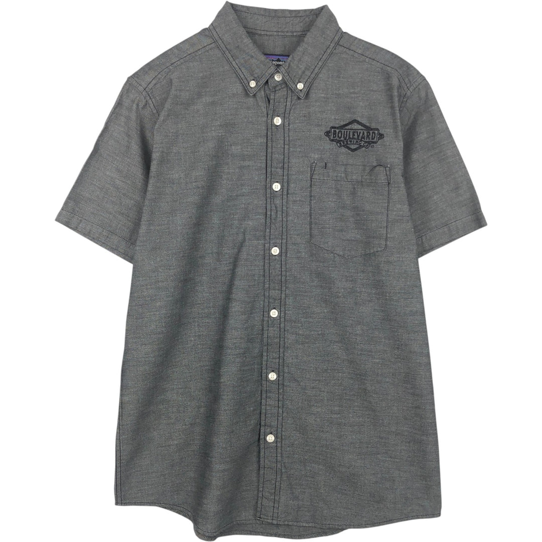 Patagonia Bluffside Shirt 54120SP13 Chambray Short-Sleeve Button-Down Shirt Men's Size M Organic cotton Charcoal Vintage Second Hand