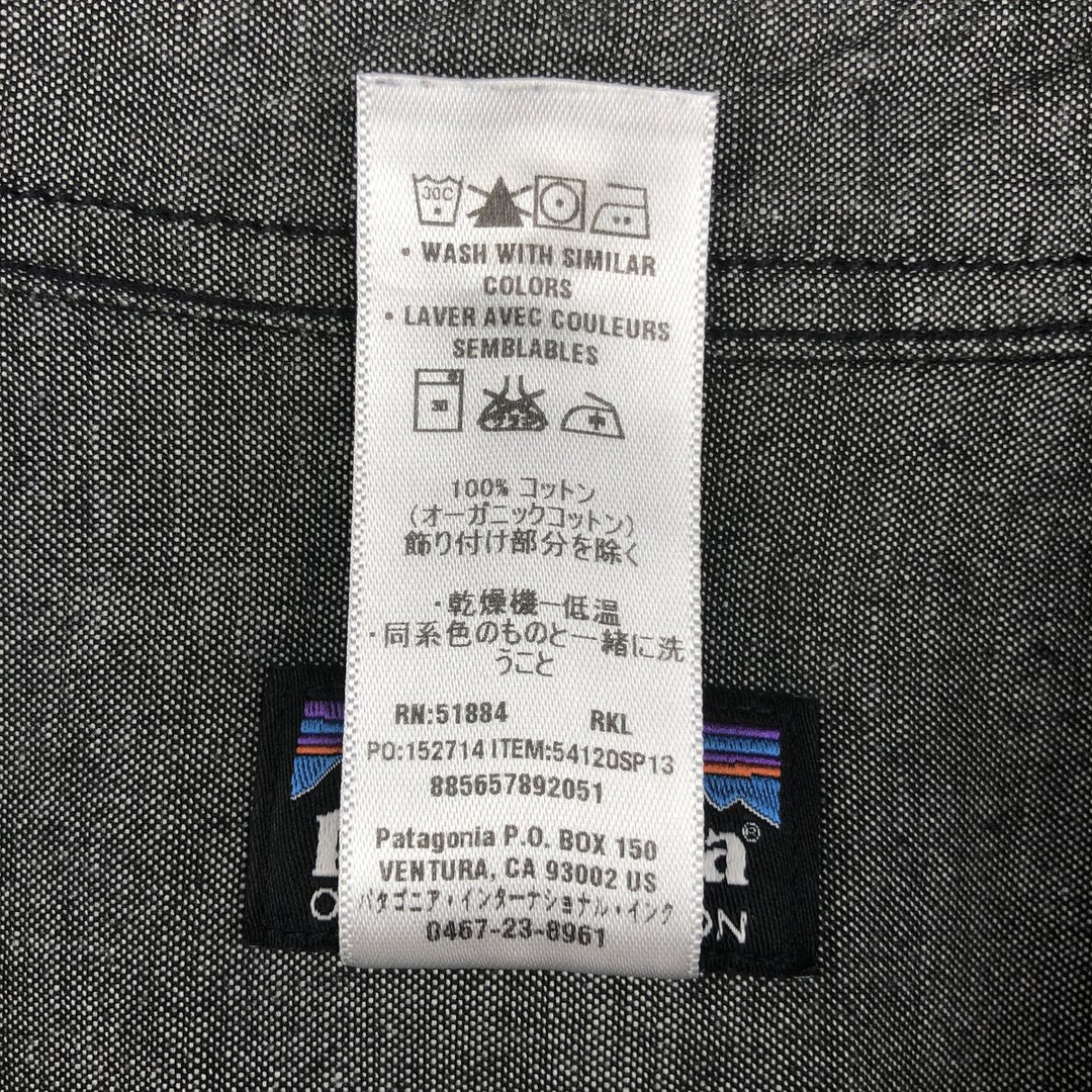 Patagonia Bluffside Shirt 54120SP13 Chambray Short-Sleeve Button-Down Shirt Men's Size M Organic cotton Charcoal Vintage Second Hand