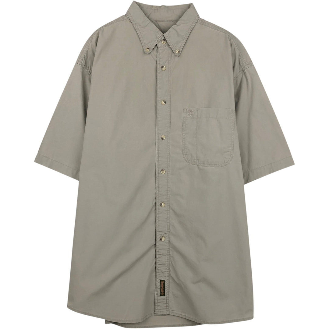 90s-00'S Timberland WEATHERGEAR short-sleeved button-down shirt, men's size L (approx.) cotton Beige type Vintage Second Hand