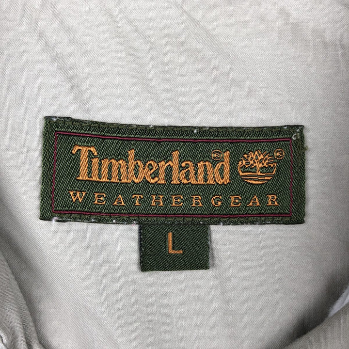 90s-00'S Timberland WEATHERGEAR short-sleeved button-down shirt, men's size L (approx.) cotton Beige type Vintage Second Hand