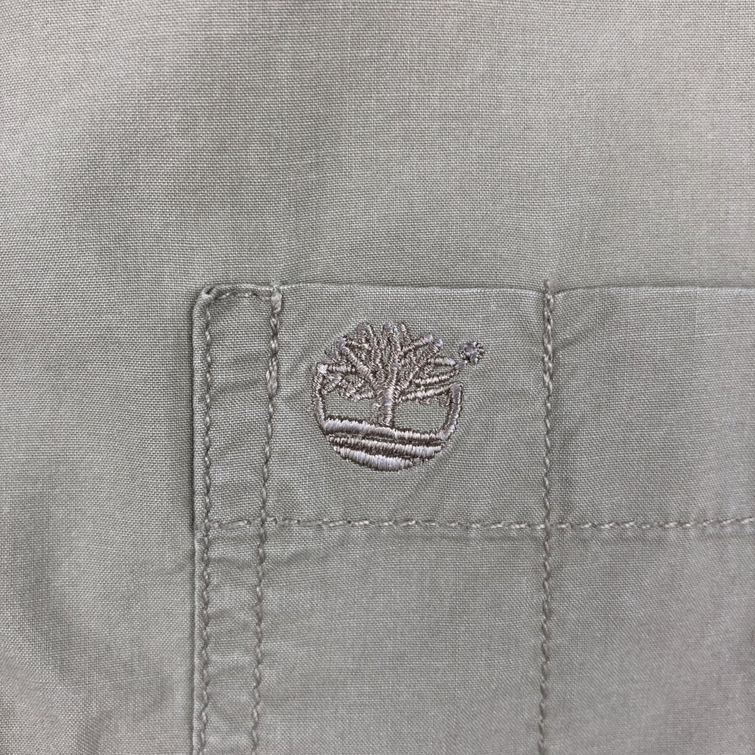 90s-00'S Timberland WEATHERGEAR short-sleeved button-down shirt, men's size L (approx.) cotton Beige type Vintage Second Hand