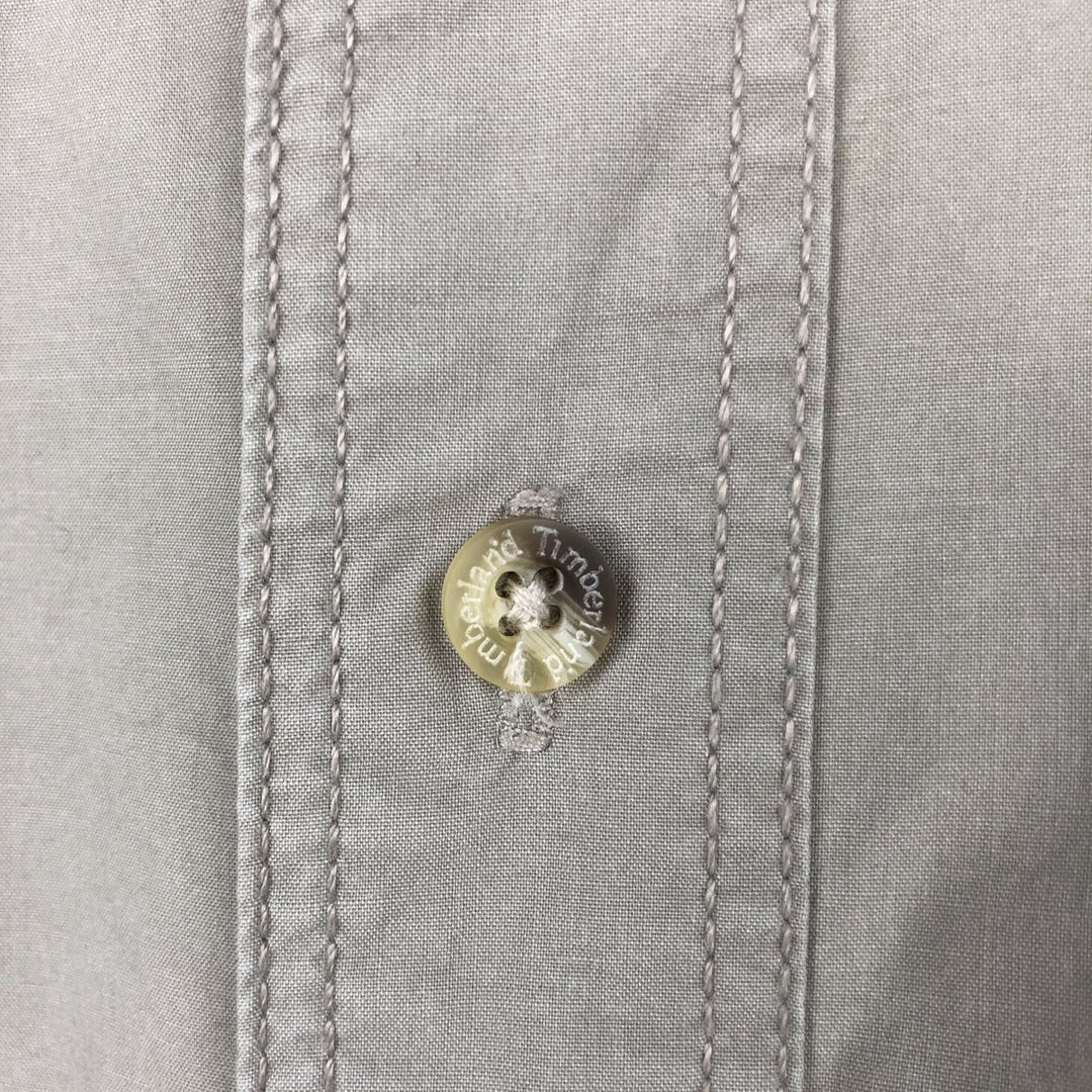 90s-00'S Timberland WEATHERGEAR short-sleeved button-down shirt, men's size L (approx.) cotton Beige type Vintage Second Hand